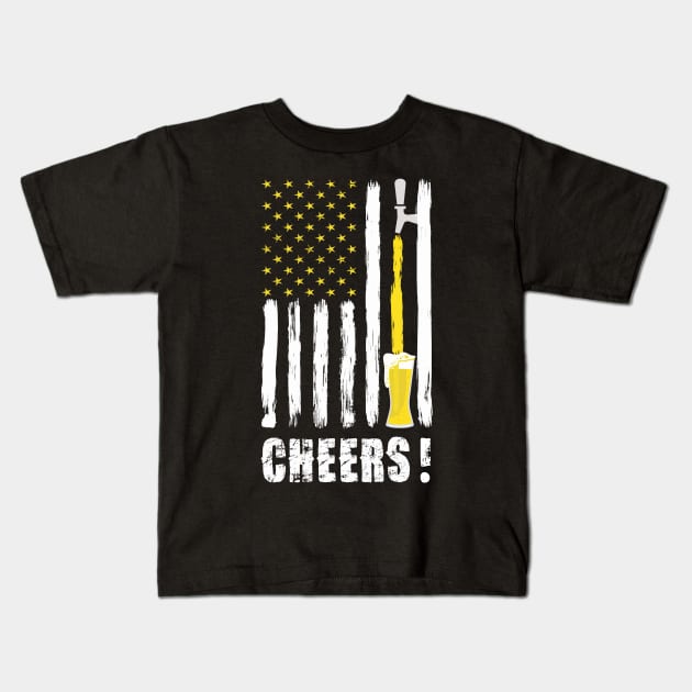 Craft Beer American Flag USA T-Shirt, 4th July CHEERS T-Shirt Kids T-Shirt by Pannolinno